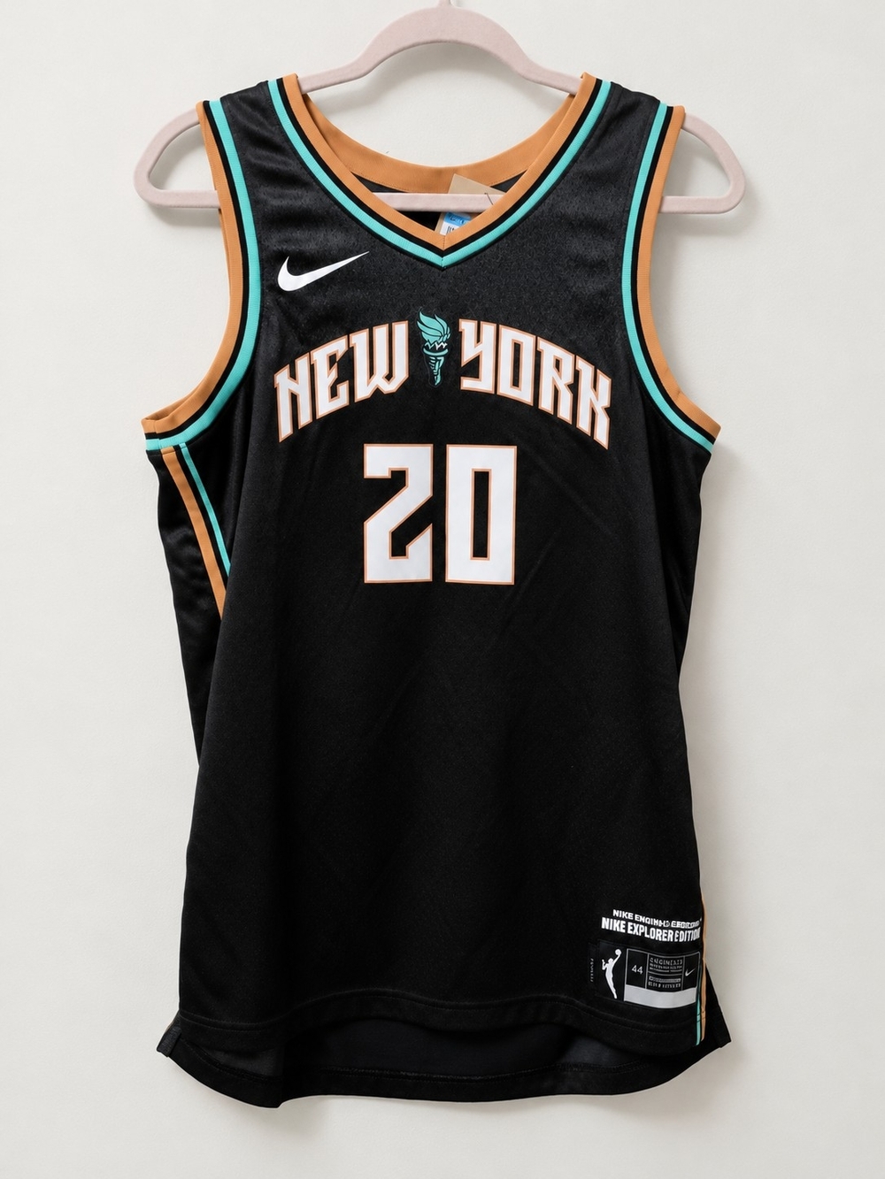 Nike Black New York #20 WNBA Jersey with Teal & Gold Trim